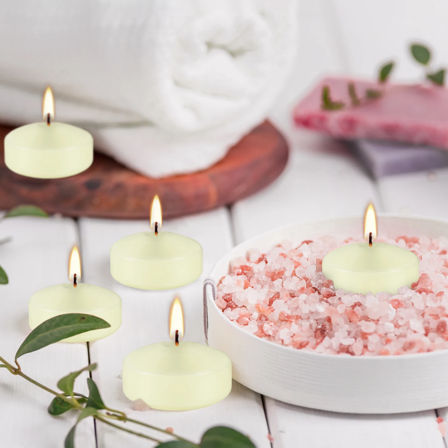12 Pcs 2inch Ivory-Colored Floating Candles, Burn Time of 5-6 Hours, Floating Candles, Romantic Night, Portable Small Candle Set, Not Only a Beautiful Addition to Life, but Also the Best Choice for Co image 3
