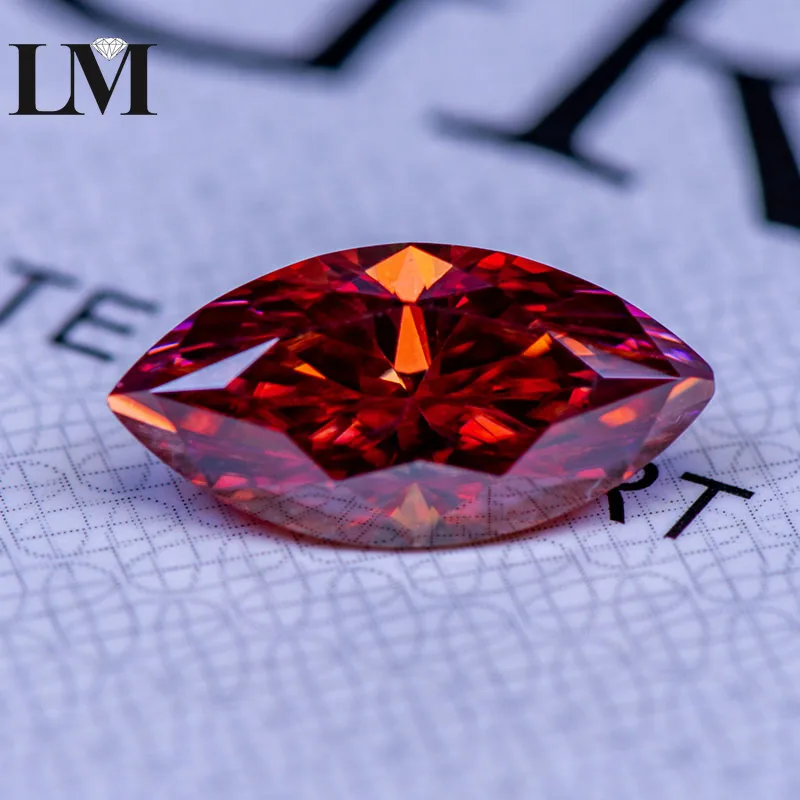 Moissanite Stone Marquise Cut Watermelon Red Color Gemstone Lab Grown Diamond For DIY Charms Woman Jewelry Making Free Delivery