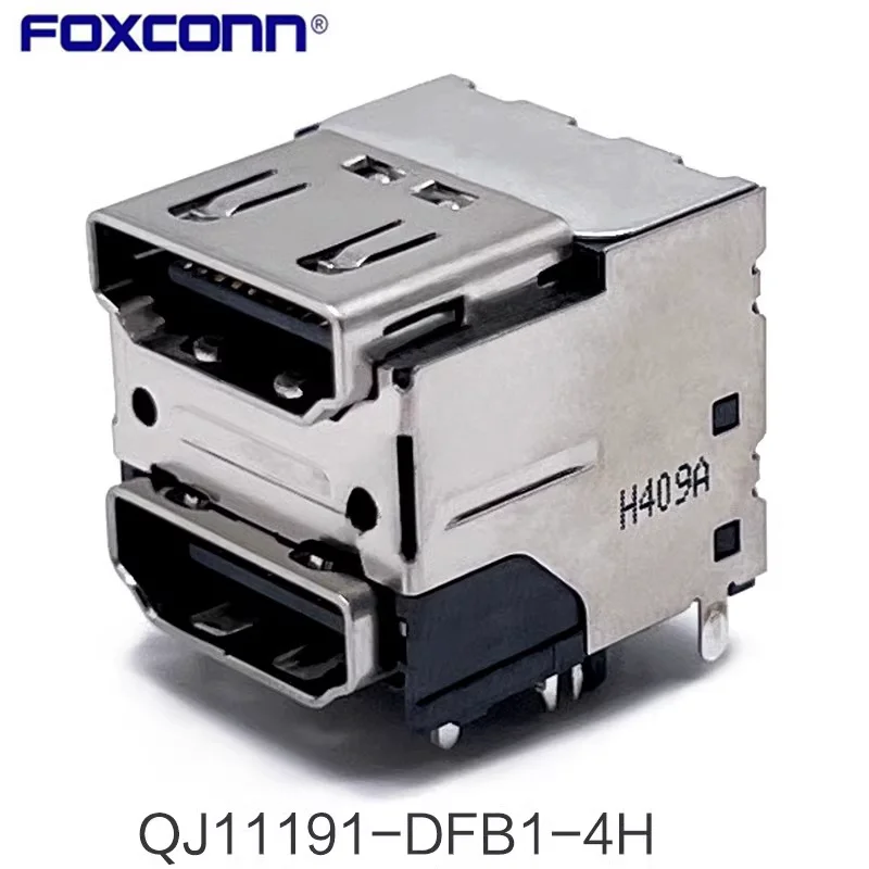 

New Foxconn QJ11191-DFB1-4H double-layer HDMI high-definition interface socket 90 degree horizontal female socket 38Pin