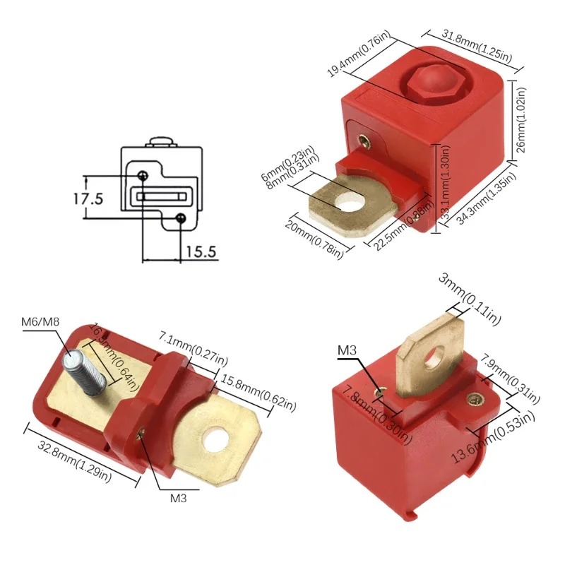1/3/5Pcs/lot M6 M8 Binding Posts Terminal Connector Copper 300A Energy Storage Binding Post Inverter Terminal Power Tools