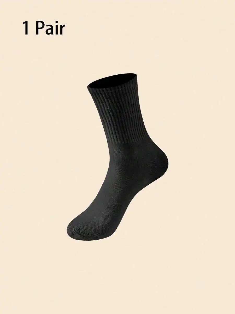 

Mens Mid-Calf Socks Black Cotton Casual Sports Style