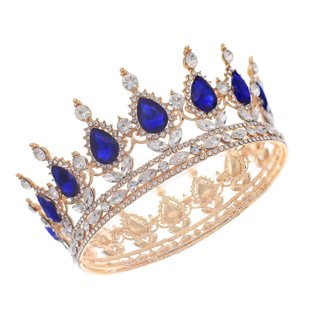 

Rhinestone Hair Accessories Bridal Girls Hollow Crown Tiara Alloy Tiaras Women Round Vintage Wedding Prom Birthday Party Hair
