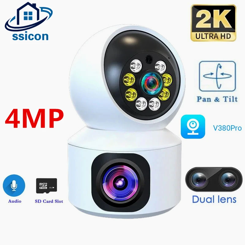 

4MP Mini Camera Wireless Dual Lens Indoor Baby Monitor Motion Detect CCTV Security Protection Camera V380 Pro APP