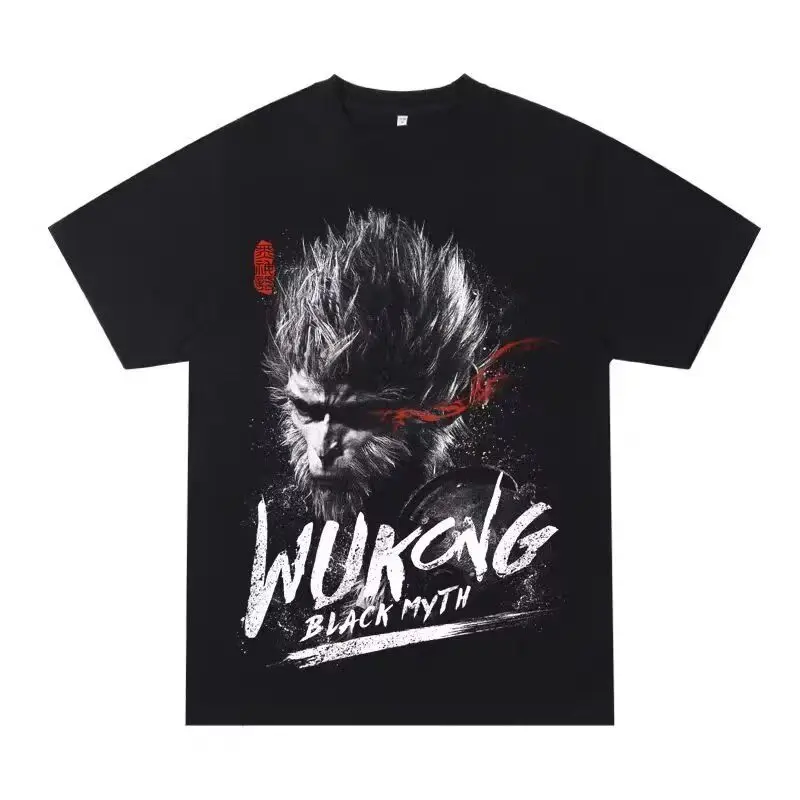 Black Myth Wukong Pure Cotton T-Shirt Game Peripheral Short Sleeve National Tide Great Saint Supreme Treasure Super Fire T-Shirt