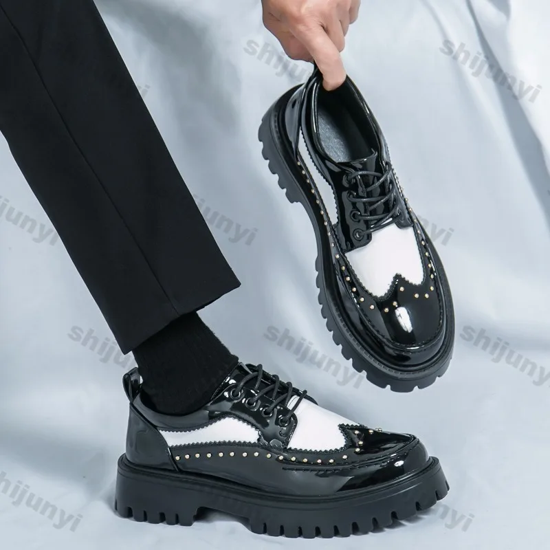 

Мужская обувь большого размера, весна-лето 2023, повседневная обувь на платформе, увеличивающая рост, модная роскошная вечерняя кожаная обувь с перекрестной завязкой