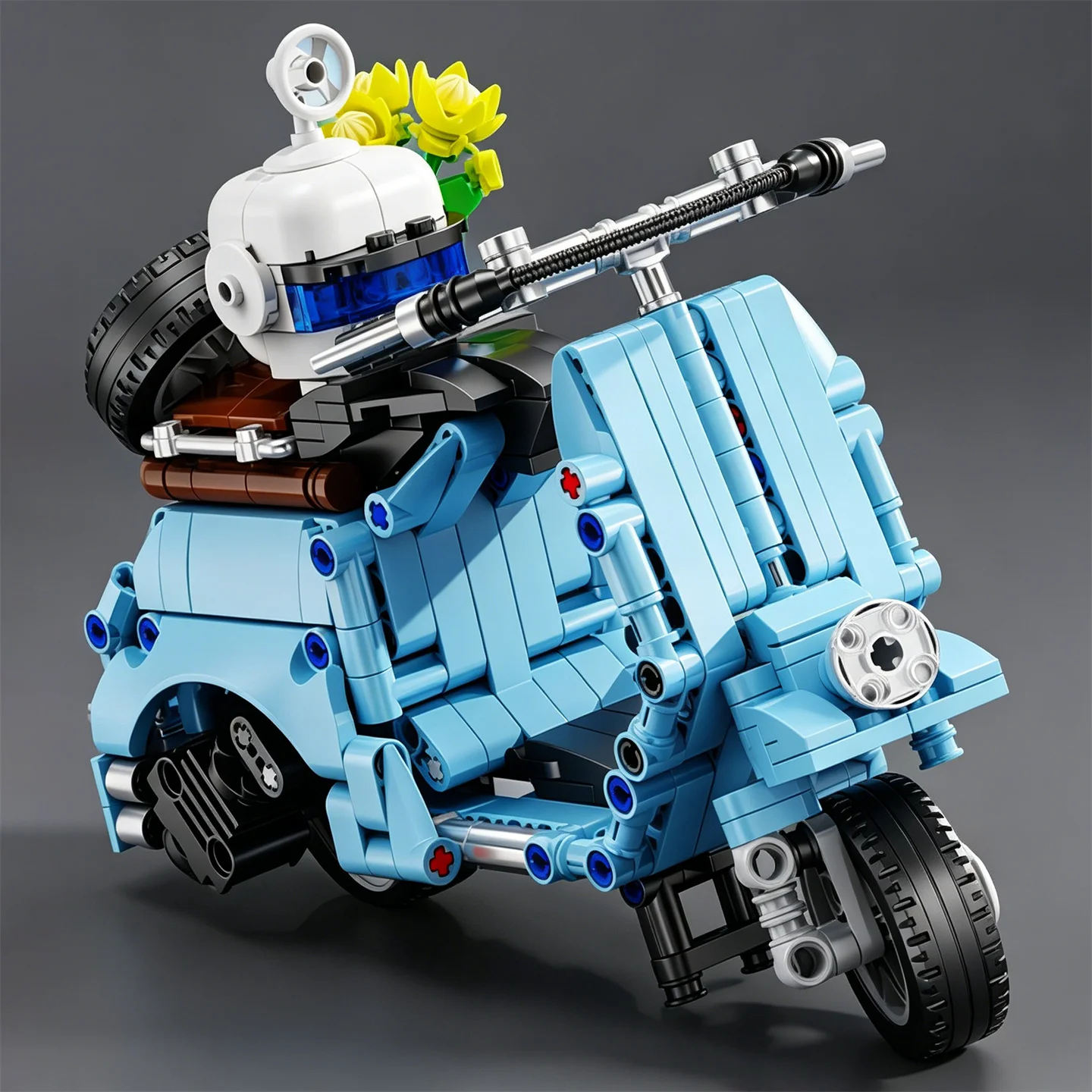 

City Series Seaside Ride: Overseas Chinese Homeland Motorcycle Building Blocks, Mini Scooter, Motorcycle Model, Toy