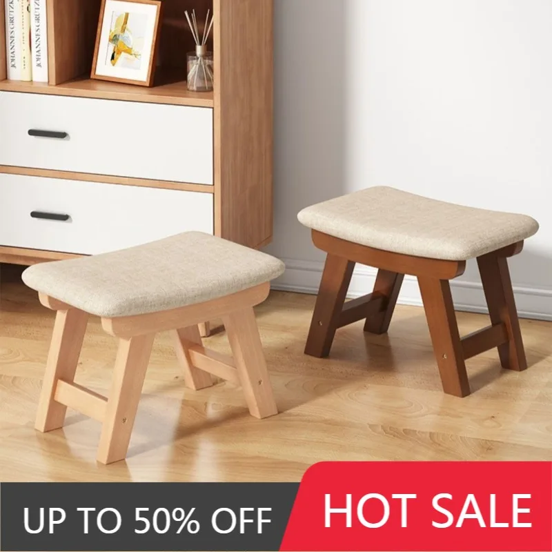 Solid Wood Stool Modern Minimalist Stools Indoor Living Room Corridor Footstool Mortise Tenon Non Slip Mute Portable Footrest