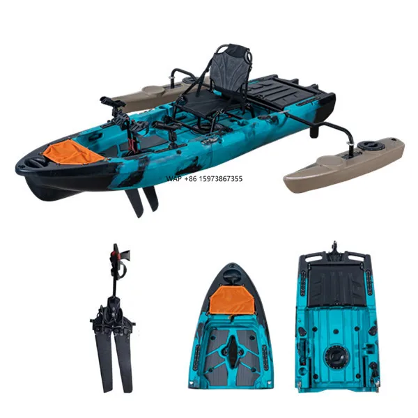 

New Arrival 1-Person Modular Kayak with Stabilizer Fin Pedal Design Hull Material HDPE