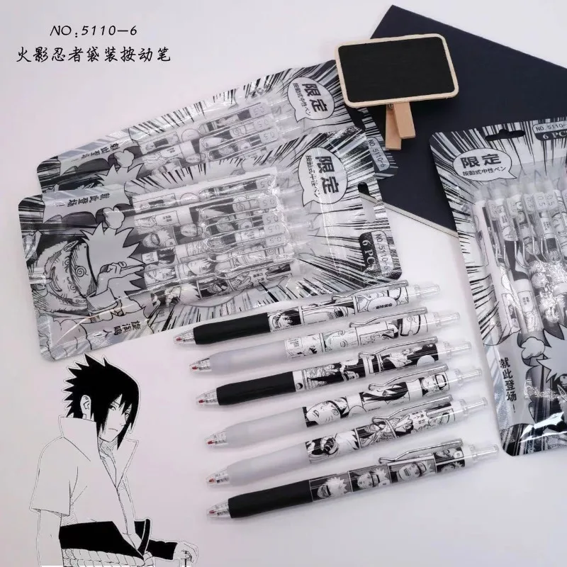 New Naruto Sasuke anime black and white comics press signature pen creative cartoon black gel pen water pen stationery wholesale