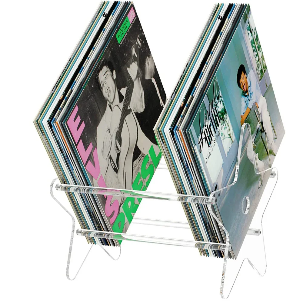 Transparent Acrylic Vinyl Record Display Holders Star Album Stand LP Storage Racks CD Case Organizer Table Books Storage Display