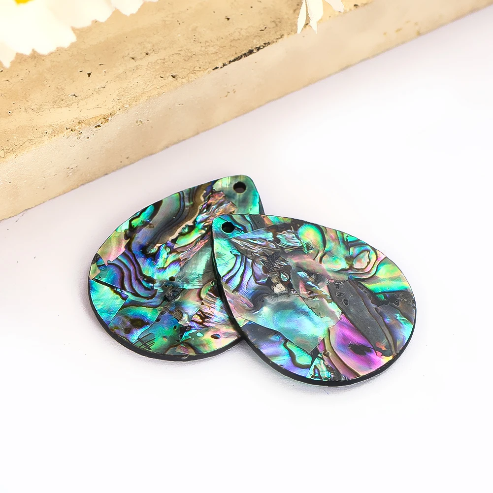 Teardrop Shaped Abalone Shell Aurora Borealis Color Single Hole Pendant Charms Amulet DIY Jewelry Necklace Making Materials