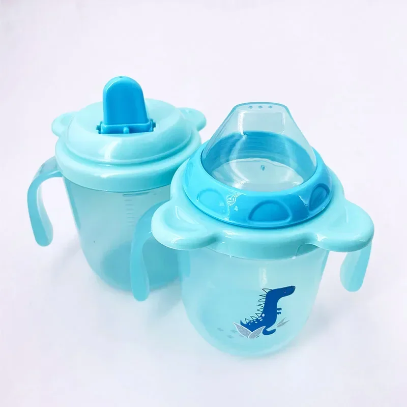 Baby Learning Drinking Cup Infants Feeding Hand Shank Bottles Child Water Cup with Double Handle Leakproof Infants Duckbill Cup