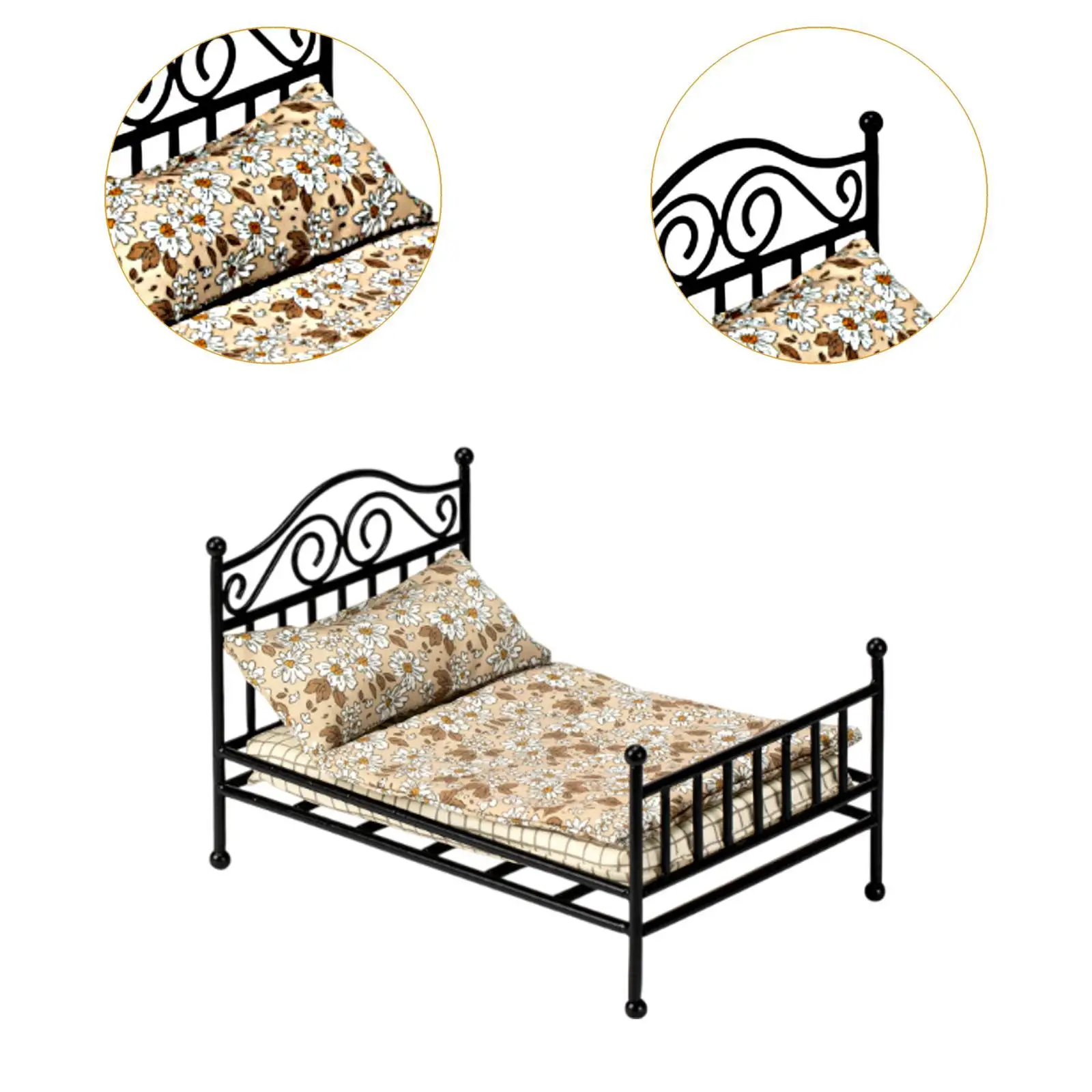 Cama em miniatura mini casa de bonecas móveis ornamento fotografia adereços decoração de casa