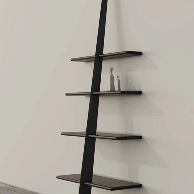 

Bookshelf Storage Against the Wall Shelf Display Rack Magazine Black Floor Multi-layer