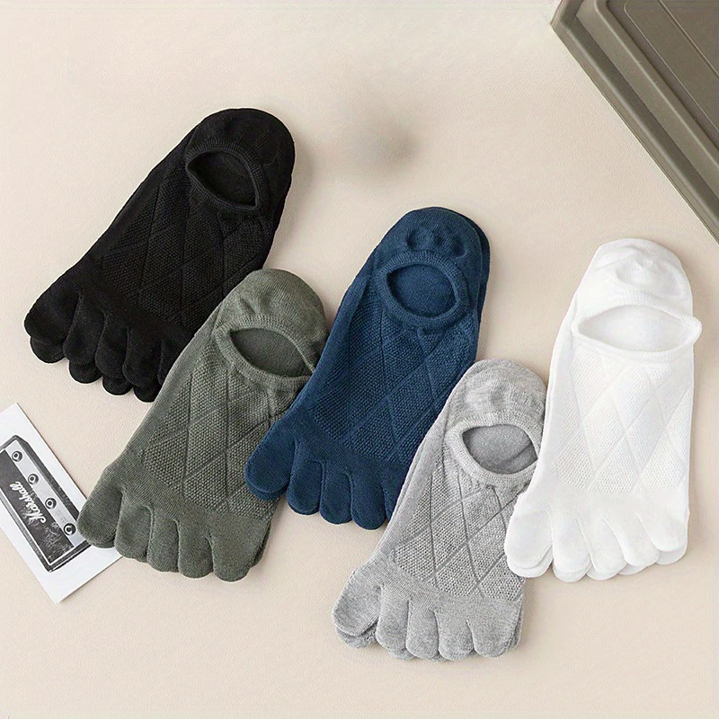 1 Pair Men\'s Toe Socks Thin Comfy Breathable Solid No Show Silicone Non-slip Men Five Fingers Boat Sock High Quality Male Sokken