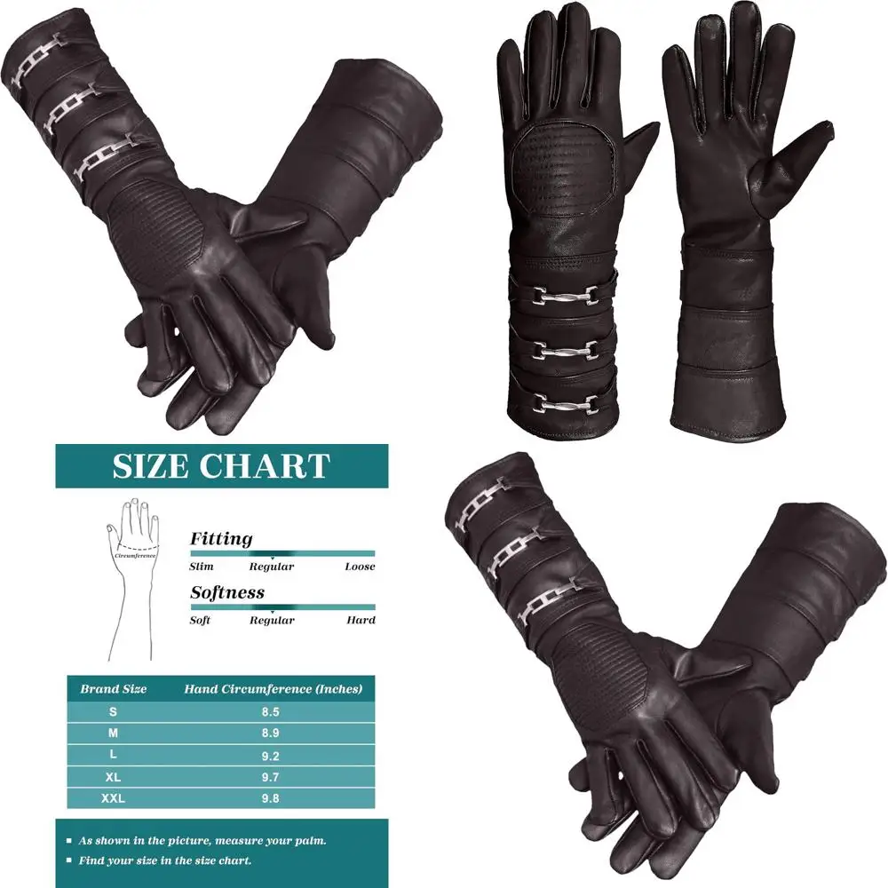 

URBAN BUCK Натуральная овчина Костюм Sky Gauntlet Перчатки - Regular Fit с длинными манжетами на руку Мужские перчатки без подкладки для косплея