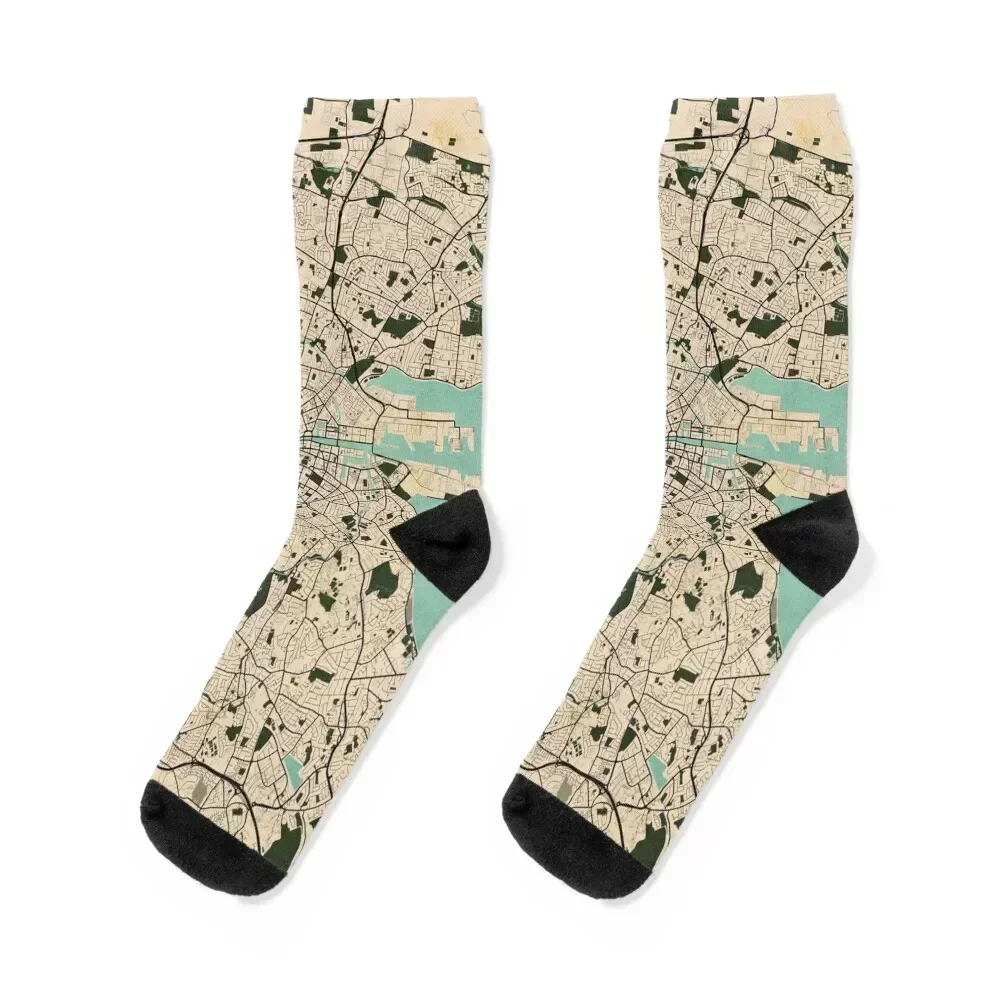 

Dublin City Map of Ireland - Vintage Socks Climbing Sports christmas gift aesthetic Women's Socks Men's