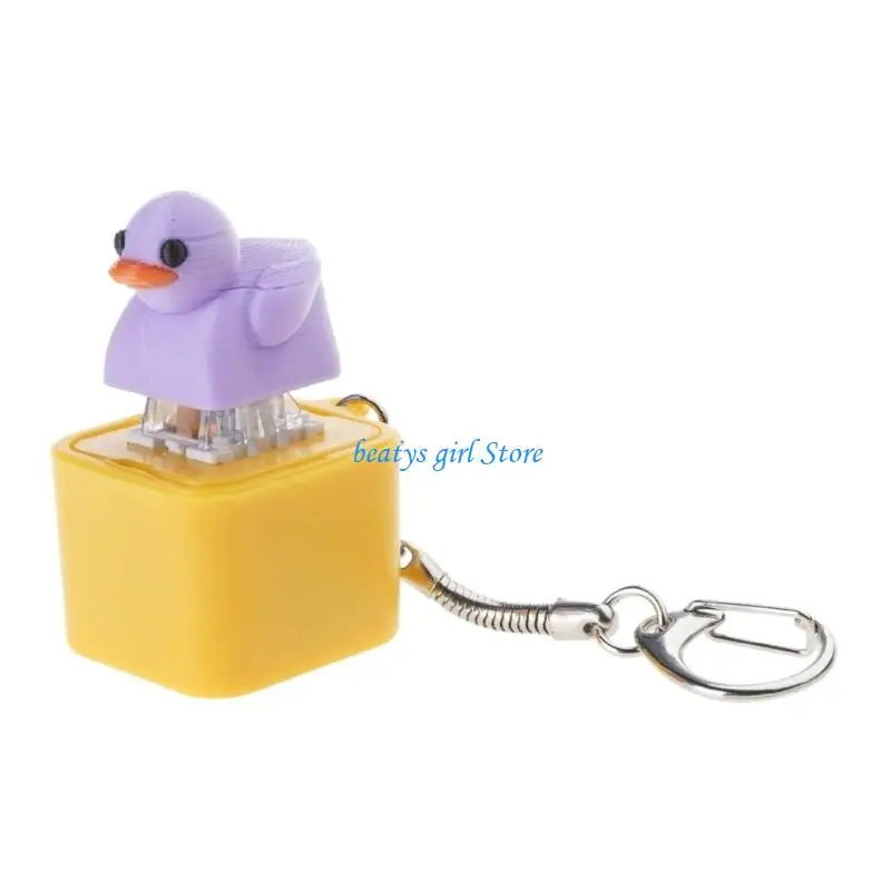 C7AB Creative LED Light Up Duck Keychain Duck Quacking Fidgets Toy Rechargeable Quacking Duck Fidgets Toy