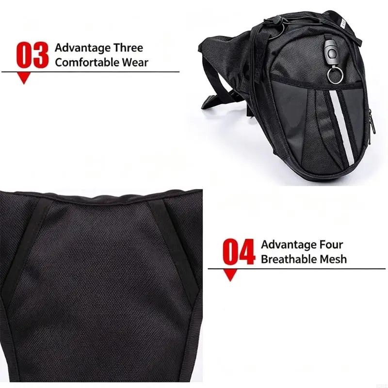 Motorcycle Thigh Bag with Adjustable Straps and Daily Carry Space H9EE