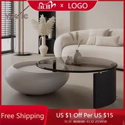 Minimalist Vanity Coffee Table Luxury Nordic Design Elegant Round Coffee Table Glass Mesa De Centro De Sala Home Furniture