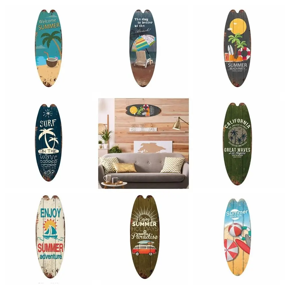 Exquisite Printing Wooden Surfboard Cool Easy to Use Marine Steering Wall Board Bright Beach Ocean Theme Housewarming Gifts