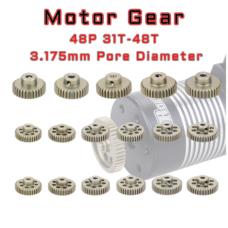 

SURPASS-HOBBY 48DP 3.175mm 31T 32T 34T 36T 38T 40T 42T 44T 46T 48T Aluminum Alloy Metal Pinion Motor Gear For 1/10 Rc Model Car