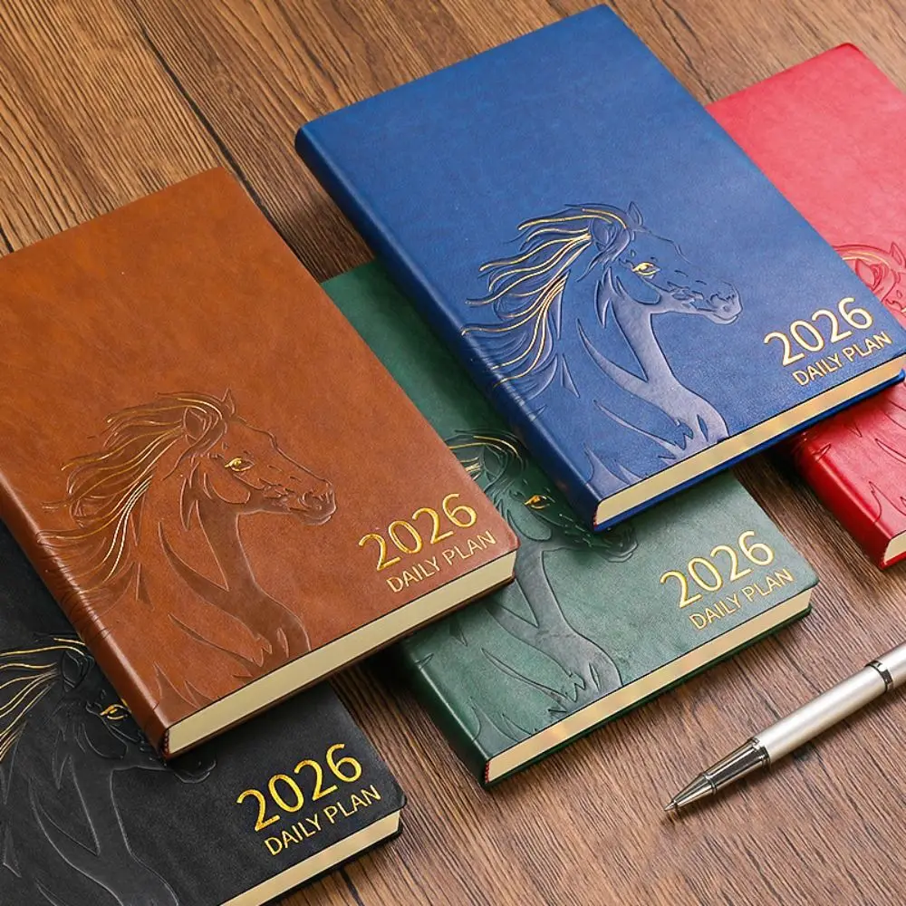 

Блокнот-планировщик расписания из искусственной кожи, 12 месяцев, закладка, список дел, блокнот, плотная бумага, простые блокноты для дневника, канцелярские принадлежности