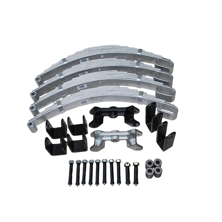 High-quality 6-leaf rocker arm spring set (4-piece set) for light trailer suspension, maximum load 2.5T, black powder coating