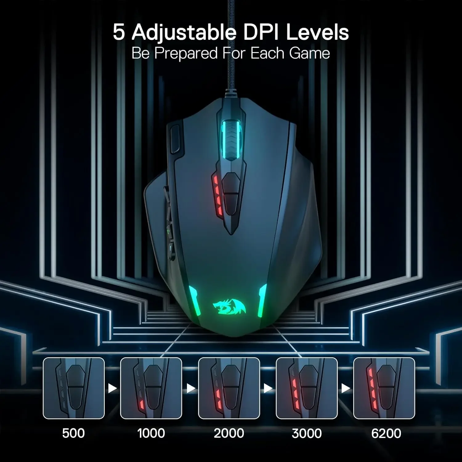 Redragon M908 RGB الخلفية LED USB السلكية الألعاب ماوس 18 أزرار ماوس قابلة للبرمجة 12400 ديسيبل متوحد الخواص