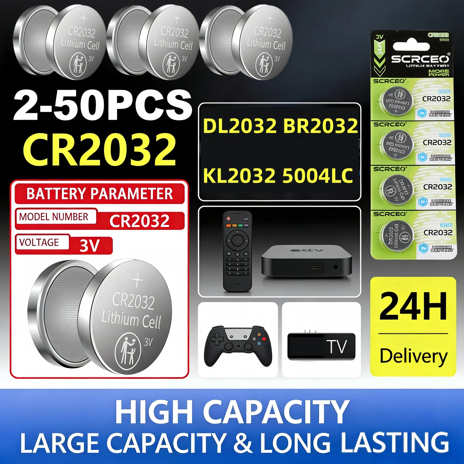 CR2032 3V Button Coin Cells Batteries 2-50PCS DL2032 CR KL DL 2032 Lithium Button Battery for Watch Toys Calculator Car Remote