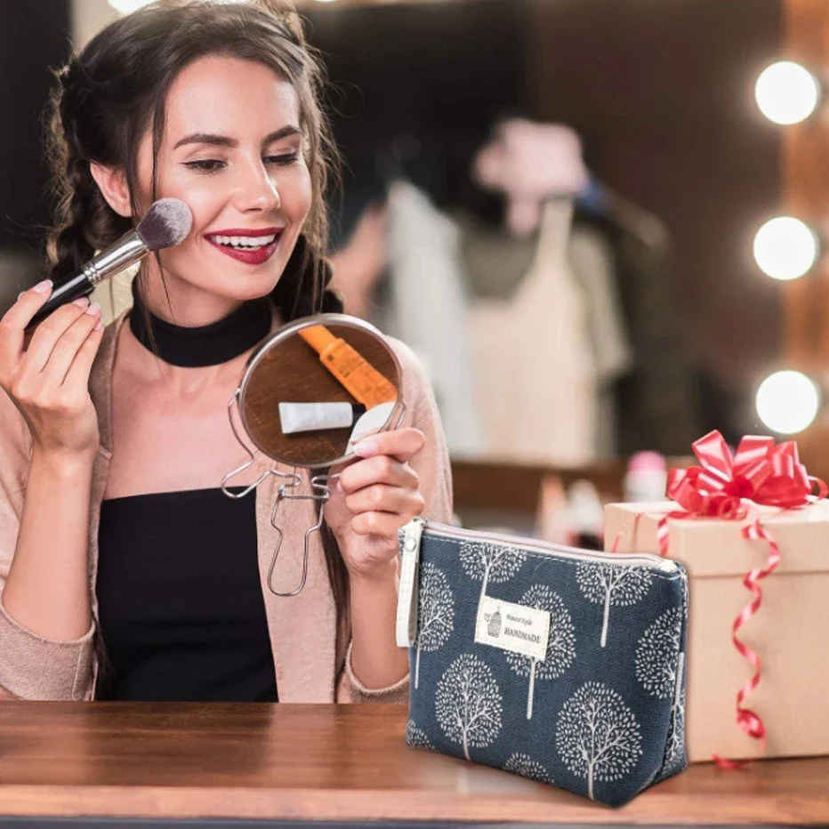 Borsa cosmetica morbida ad alta capacità borsa da viaggio per donna con orso in tela articoli da toeletta organizzare borsa cosmetica carina borse