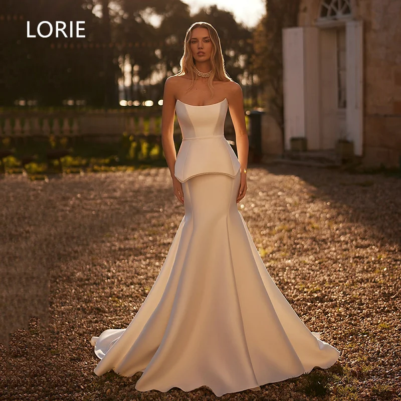 

LORIE Classical Boat Neck A-line Wedding Dresses Satin Sleeveless Bridal Gown Sexy Wedding Gowns Customized 2025