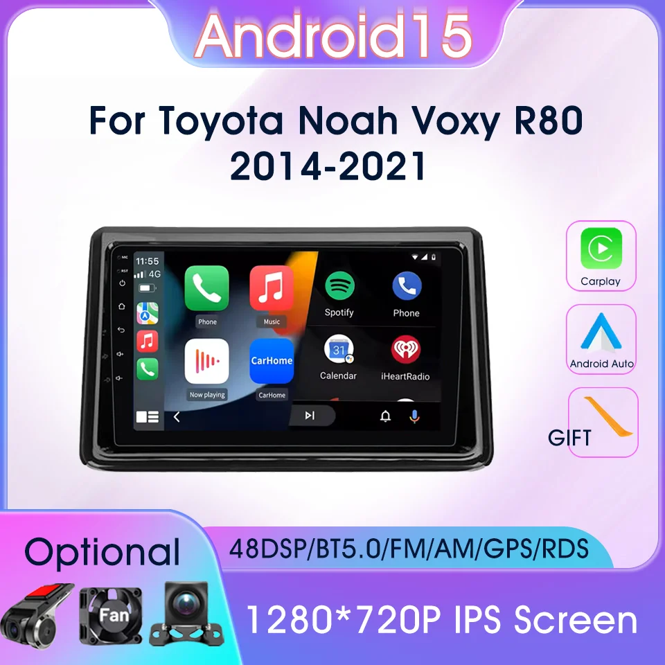 

Android 15 Carplay Auto for Toyota Noah Voxy R80 2014 - 2021 Car Radio WIFI GPS Navi FM BT Touch Screen Multimedia Stereo Player