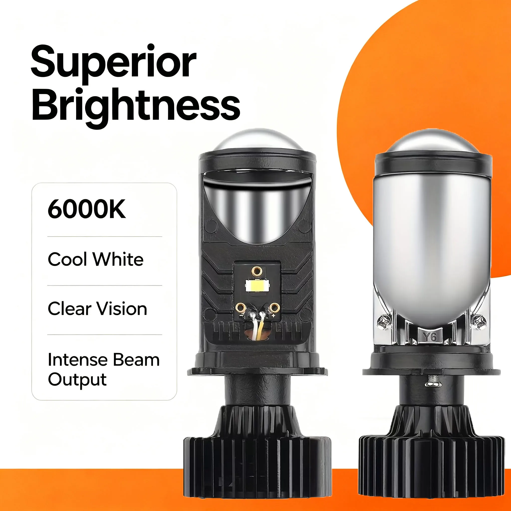 1PC/2PCS12V 24V Universal H4 Mini Projector Lens Bulbs Hi-Lo Beam Clear Cutting Line Auto Motorbike Headlamp No Built-in Batter
