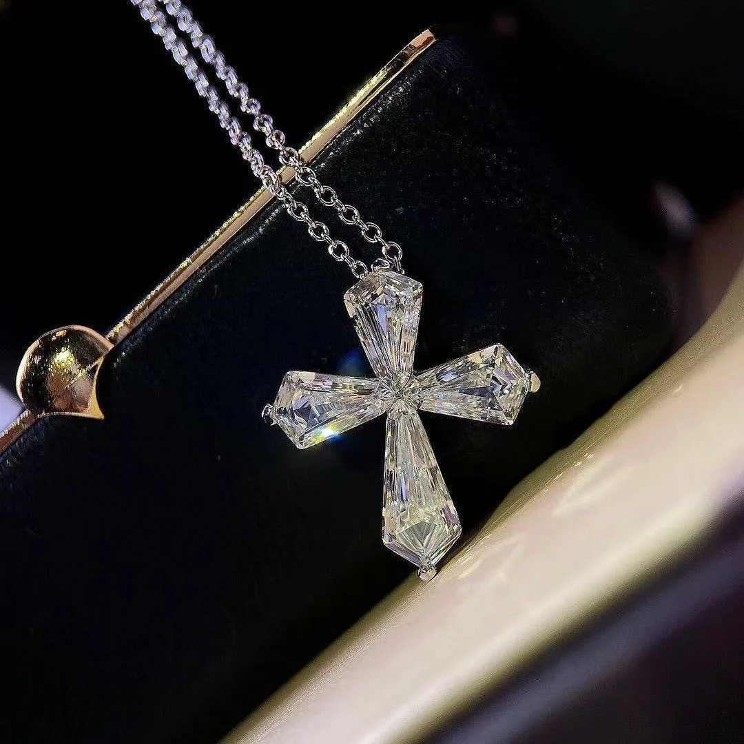 

Crystal Cross Necklace for Women Luxury Trendy Female Wedding Party Neck Accessories Gift Statement Jewelry
