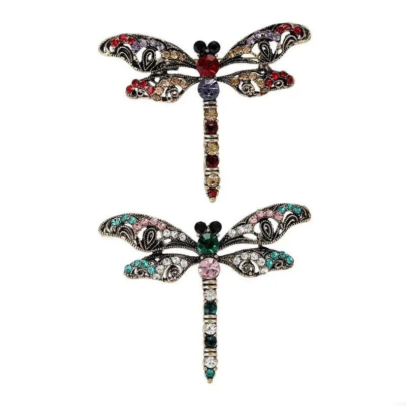 C71D Sophisticated Dragonflies Lapel Pin in Sturdy Farbic Easy to Wear for Parties Supplies and Stage Performances Accessory