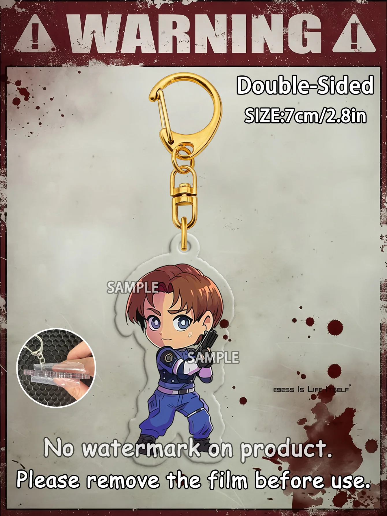 Chaveiro Leon, Chaveiro Biohazard 4, Chaveiros Resident Evil, Chaveiro Anime, Chaveiro Leon S. Kennedy, Pingente para Bolsa, Pingente para Carro, Deco