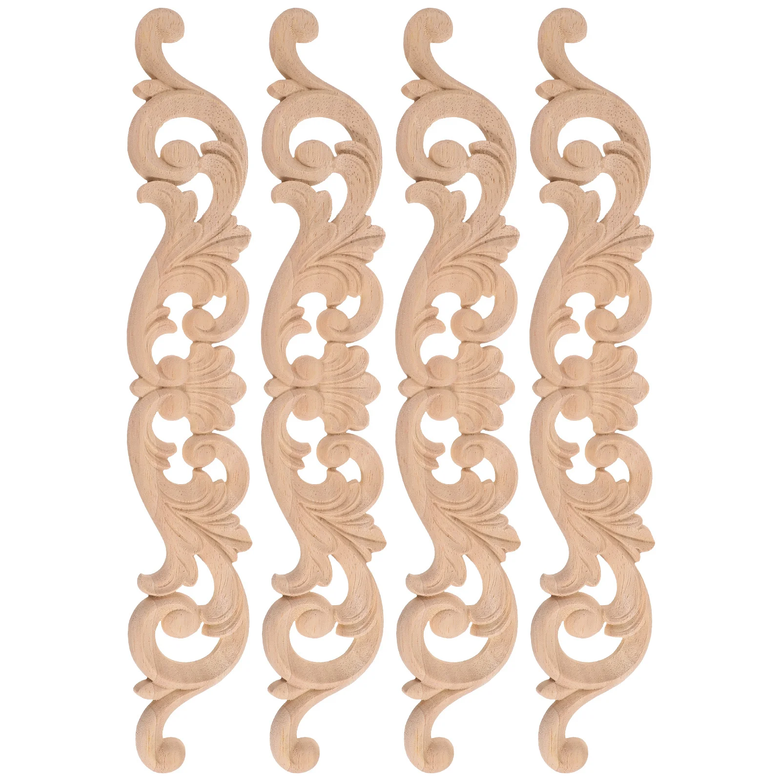 4 قطعة الخشب المنحوت راصعة زين أنيق الزخرفية الخشب الزينة ل خزانة أثاث المنزل زخرفة نحت ملصق مائي DIY بها بنفسك
