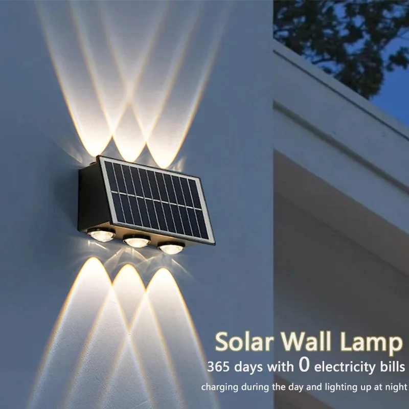 

Solar Wall Lamp Outdoor Waterproof Solar Powered Light UP and Down Illuminate Home Garden Yard Decoration Outside Sunlights
