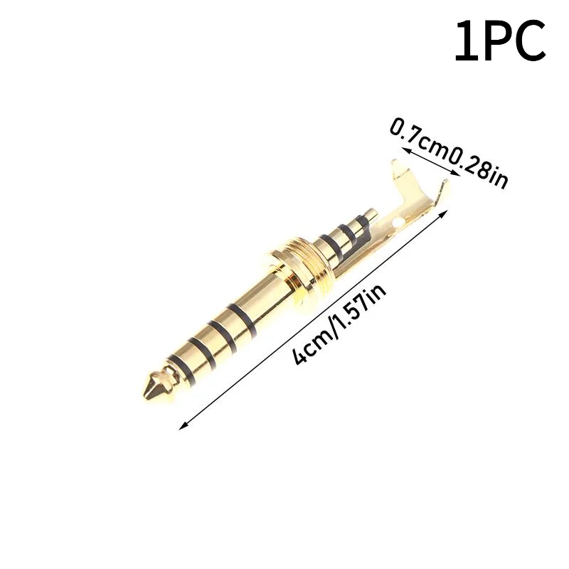 1Pc HIFI Copper Rhodium Plated 4.4MM Balanced Plug 5Pole With Clip Audio Jack Connector Thread Cable Clamp Pins.