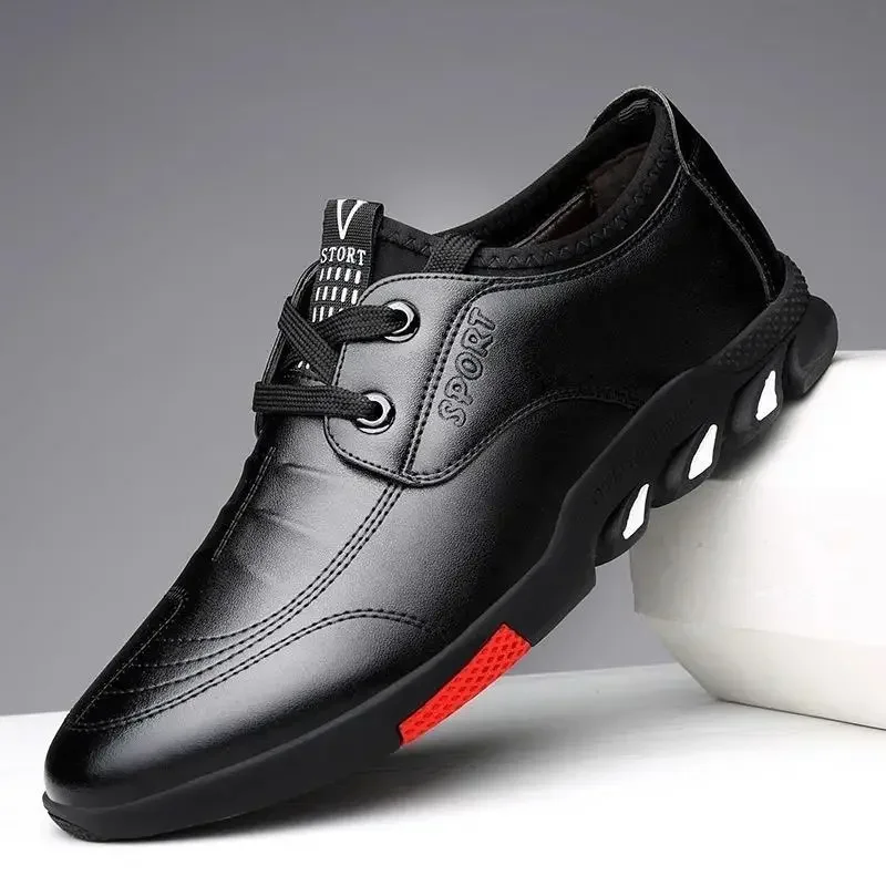 Fashion Men's Leather Shoes 2024 Business Casual Shoes Comfortable Platform Outdoor Lightweight Non-slip Shoes Zapatos De Hombre