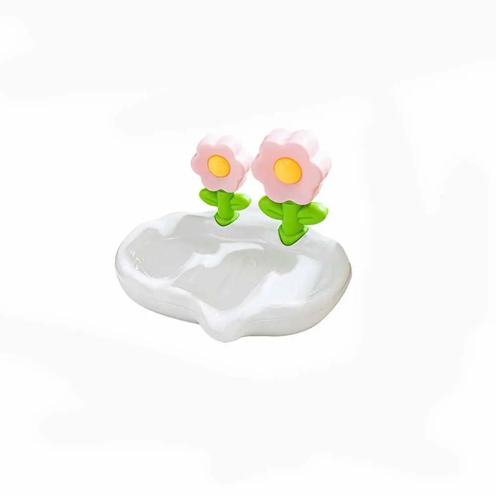 Flower Shape Creative Ceramic Soap Dish Holder Ornaments  Home Bathroom Drain Soap Tray Box Shelves Bathroom Accessories