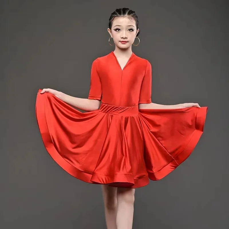 Vestido de baile latino profesional para niños, vestidos de baile de salón para niñas, vestido de práctica de Rumba Cha Samba, actuación Latina