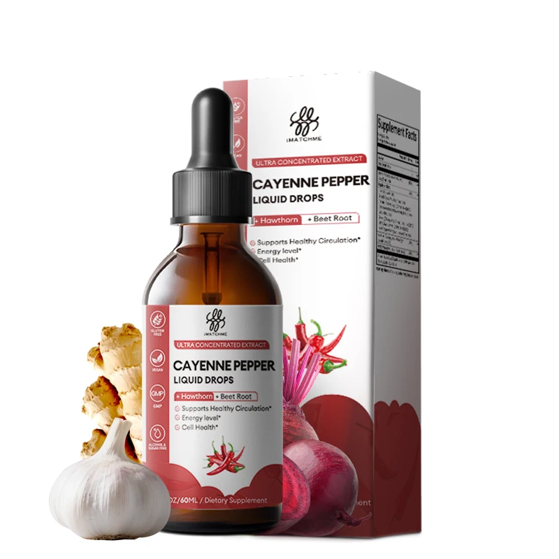 iMATCHME Cayenne Pepper Liquid Drops with Hawthorn & Beet Root, Support Healthy Circulation & Energy, Vegan Dietary Supplement