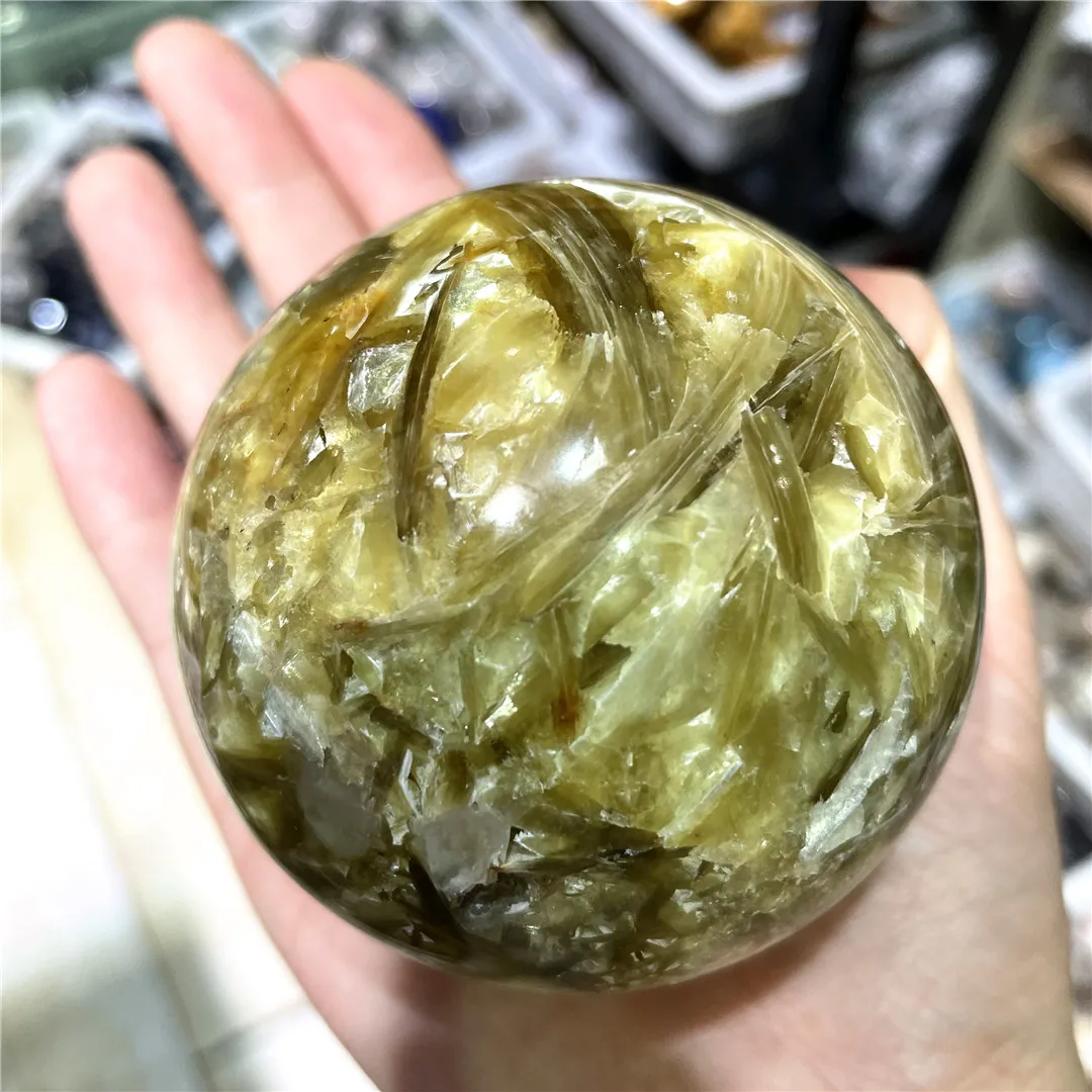 New Arrival Real Gemstones Rare Crystals Golden Mica Natural Rock Stones Ball Collection Mineral Sphere Chakra Decor Living Room