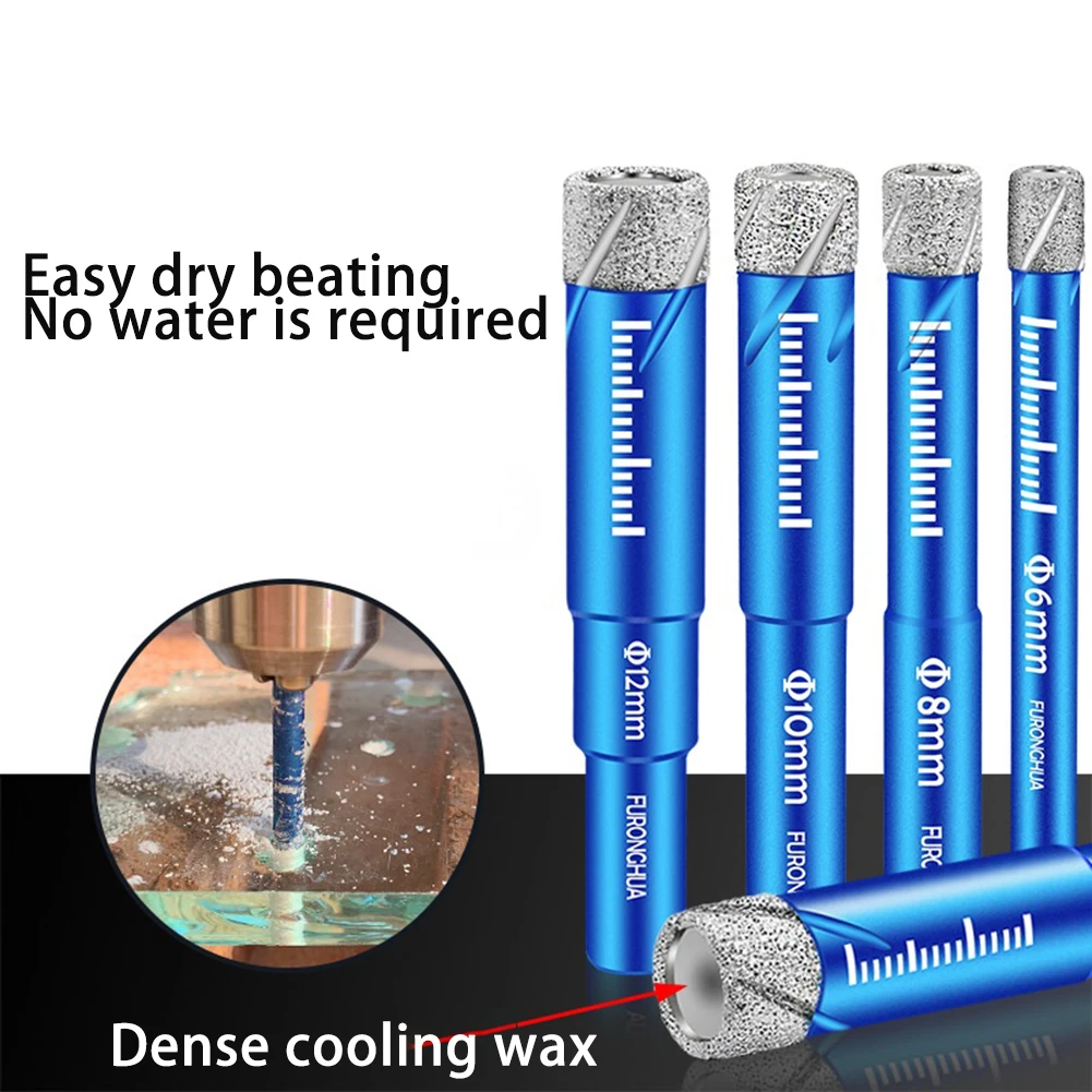 6/8/10/12mm Brazed Diamond Dry Drill Bits Hole Saw Cutter for Granite Marble