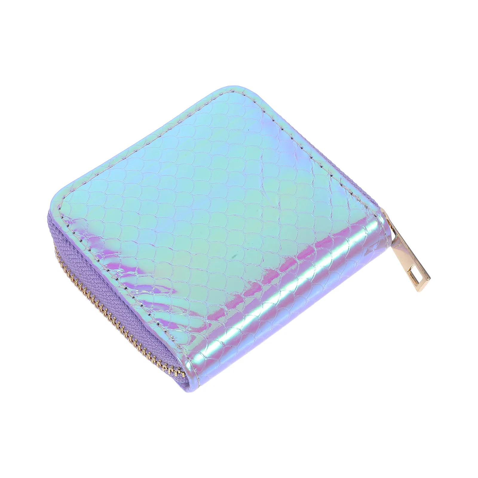 

Stylish Purple Mermaid Coin Wallet Small Purse Zippered Closure Lightweight PU Change Holder for Women Minimalist Design