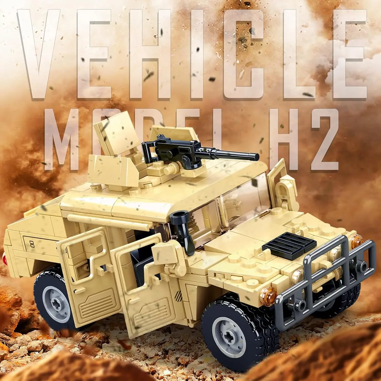 265PCS WW2 Military SWAT H2 Assault Vehicle Car Building Blocks Army Soldier Armor Car Model Bricks DIY Toys Gifts For Kids Boys