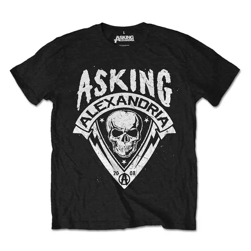 Vintage T-shirt Punk Rock T Shirt Asking Alexandria T-shirt Mens Cotton Tees Tops Graphic Skeleton Streetwear Hip Hop Tshirts