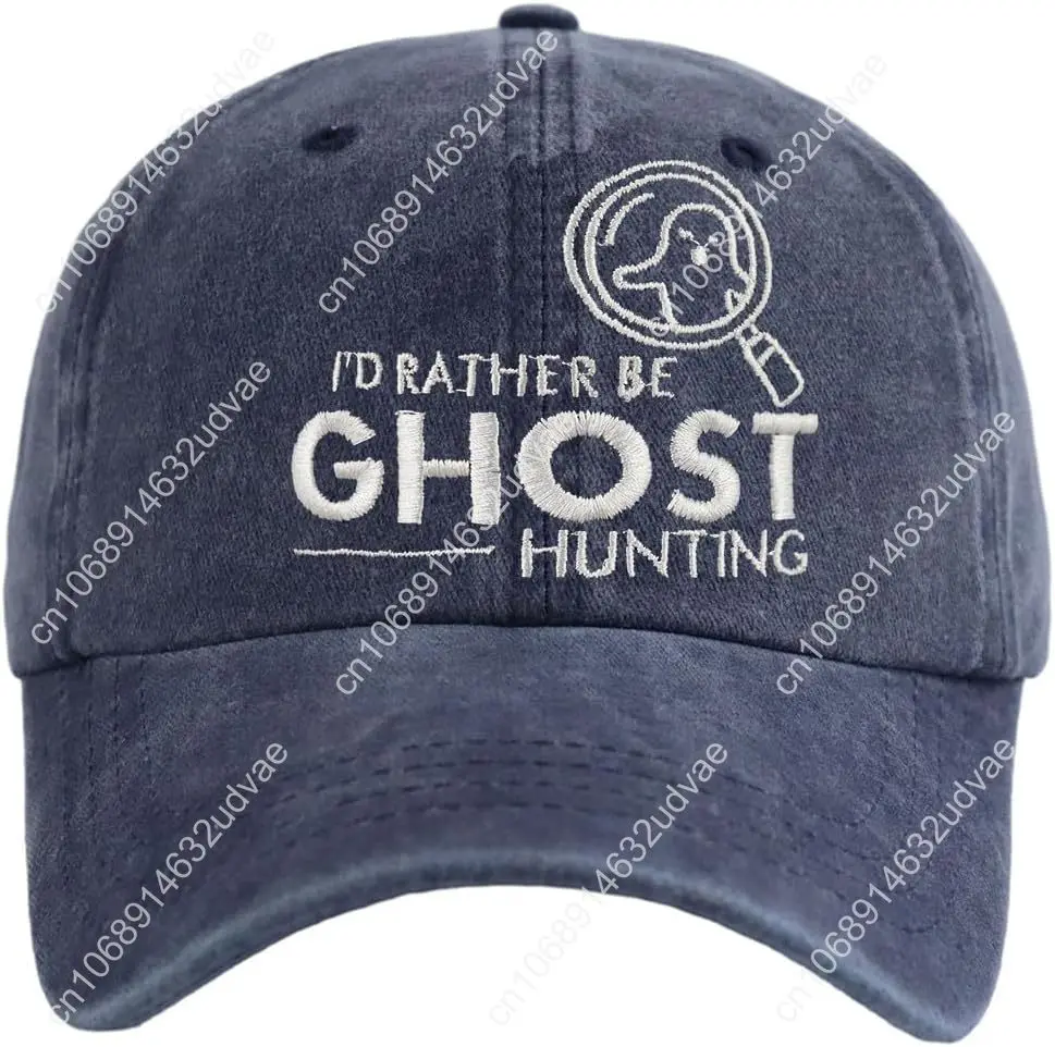 I'd Rather Be Ghost Hunting Hat, Halloween Decorations for Men Women, Adjustable Cotton Spooky Boo Baseball Cap